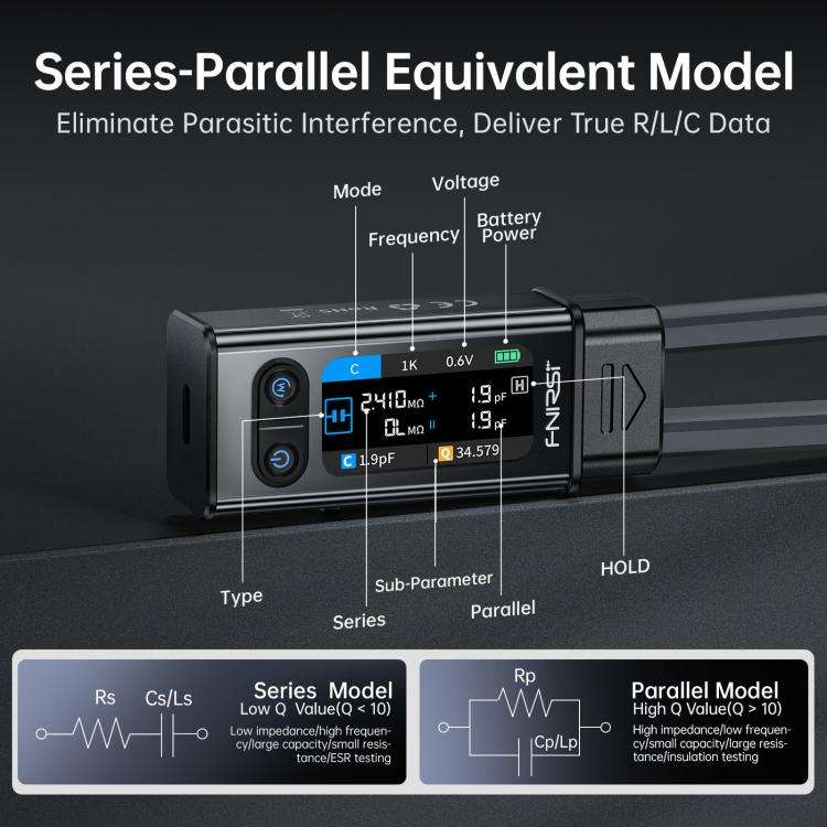 FNIRSI High-Precision Handheld Digital LCR Tweezers Component Tester, Tweezers Tips, Tweezers + Kelvin Clips