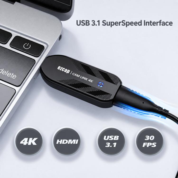 Ezcap331 4K 60fps Cam Link USB 3.1 Video Capture Card HDMI To USB Dongle For Camera Live Streaming OBS, Ezcap331