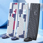 ZGB Q9Pro Wired Color Block Keyboard Mouse Combo, Silent Ergonomic 105 Keys Set with 1600 DPI Mouse
