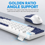 ZGB Q9Pro Wired Color Block Keyboard Mouse Combo, Silent Ergonomic 105 Keys Set with 1600 DPI Mouse