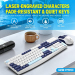ZGB Q9Pro Wired Color Block Keyboard Mouse Combo, Silent Ergonomic 105 Keys Set with 1600 DPI Mouse