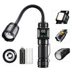 Magnetic Work Light with Flexible Hose and USB Digital Display High-Intensity Flashlight, Zoomable White Laser No Batteries, 9-LED No Batteries