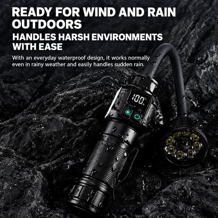 Magnetic Work Light with Flexible Hose and USB Digital Display High-Intensity Flashlight, Zoomable White Laser No Batteries, 9-LED No Batteries