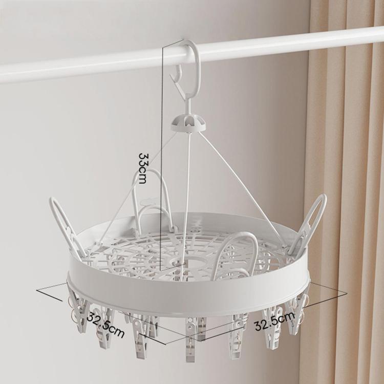 24 Clips Multifunctional Foldable Socks Rack Household Windproof Underwear Drying Hanger, Round Cream, Round White, Round Grey, Square Cream, Square White, Square Grey