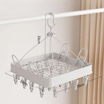 24 Clips Multifunctional Foldable Socks Rack Household Windproof Underwear Drying Hanger, Round Cream, Round White, Round Grey, Square Cream, Square White, Square Grey