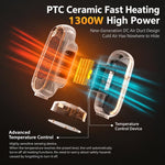 PTC Ceramic Space Heater 1300W Electric Portable Heater, EU Plug, UK Plug