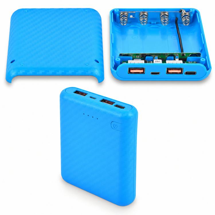 Fast-Charging Version Removable 4-Cell 18650 Battery Case Compact Power Bank Housing Kit, Batteries Not Included