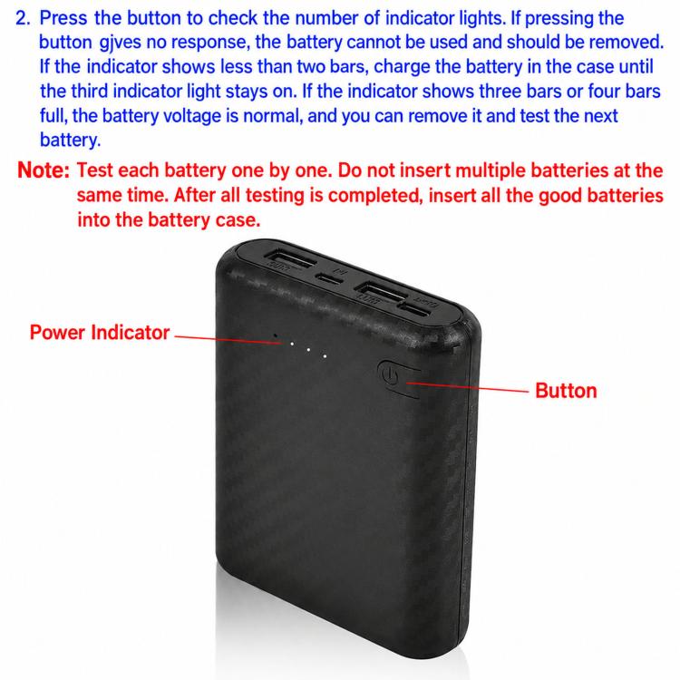 Fast-Charging Version Removable 4-Cell 18650 Battery Case Compact Power Bank Housing Kit, Batteries Not Included