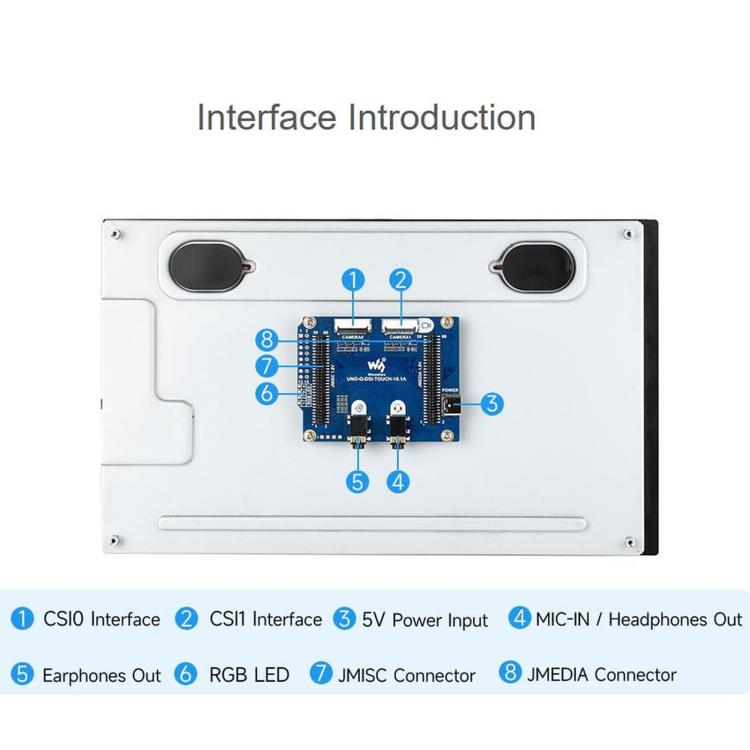 Touch screen capacitivo DSI Waveshare da 10,1 pollici, risoluzione 800 x 1280, pannello IPS, compatibile con Arduino UNO Q, supporta la connessione board-to-board.