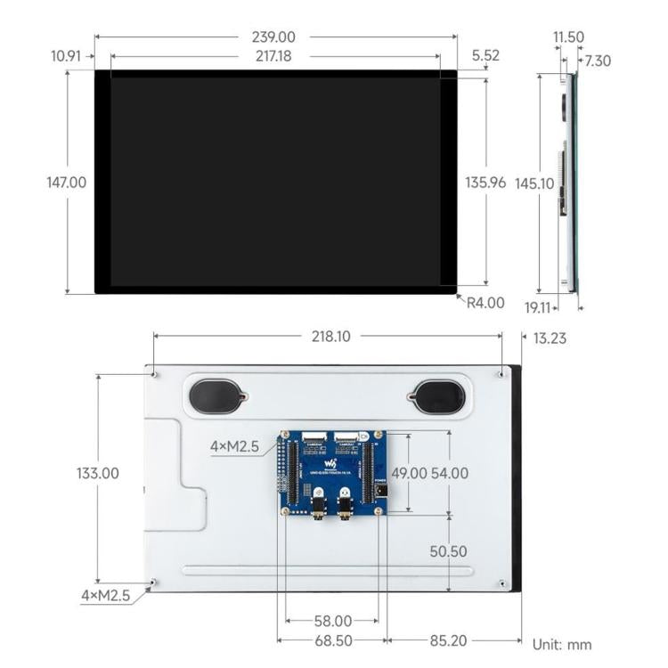 Touch screen capacitivo DSI Waveshare da 10,1 pollici, risoluzione 800 x 1280, pannello IPS, compatibile con Arduino UNO Q, supporta la connessione board-to-board.