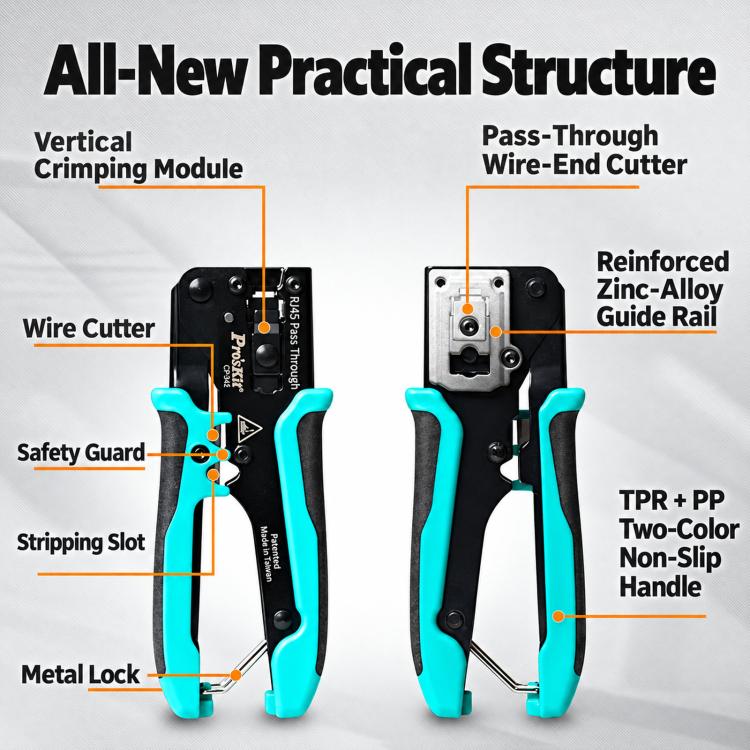Pass Through Crystal Head Ethernet Cable Cutter Multi-Function Network Crimping Tool, CP-342