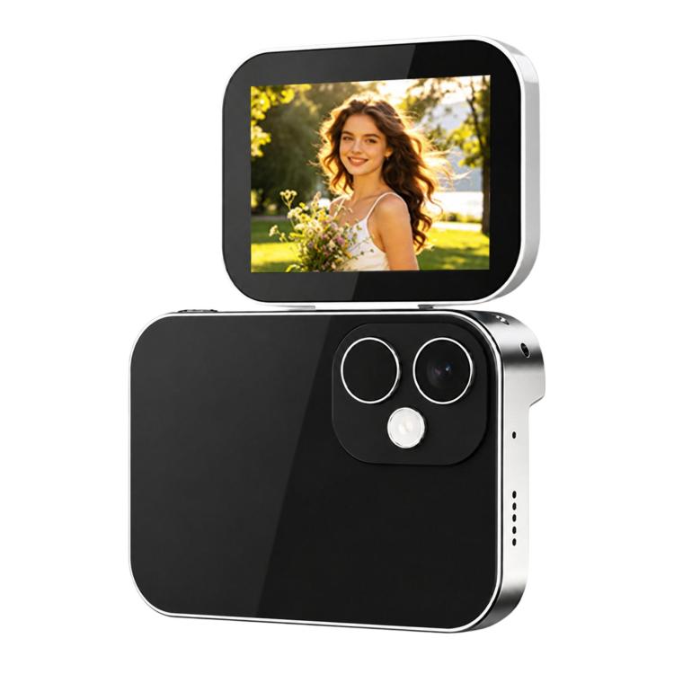 Fotocamera digitale D28SE da 64 MP ad alta definizione con schermo ribaltabile, funzione videocamera e controlli a pulsante; ideale per studenti.