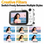 Fotocamera digitale D28SE da 64 MP ad alta definizione con schermo ribaltabile, funzione videocamera e controlli a pulsante; ideale per studenti.