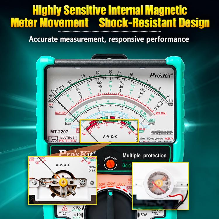 High Precision Mechanical Analog Multimeter Anti-Burn Multimeter For Electrician Repair, MT-2207