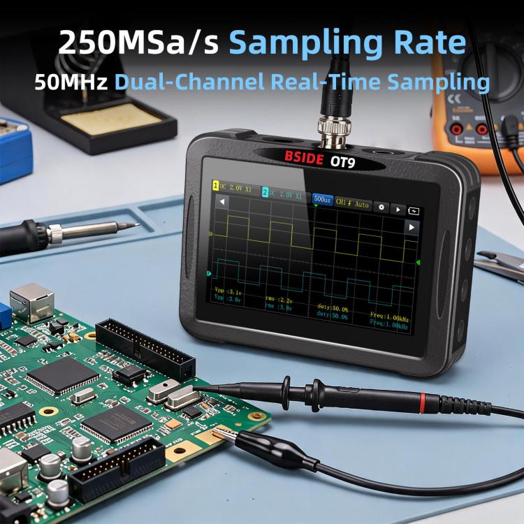 BSIDE OT9 – Multimetro, oscilloscopio e generatore di segnali 3 in 1, multimetro multifunzione a doppio canale con risoluzione di 20.000 conteggi, No Storage Card, With 512M Storage Card
