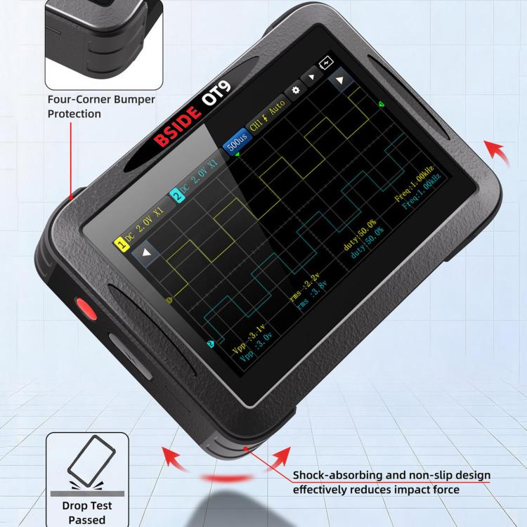 BSIDE OT9 – Multimetro, oscilloscopio e generatore di segnali 3 in 1, multimetro multifunzione a doppio canale con risoluzione di 20.000 conteggi, No Storage Card, With 512M Storage Card