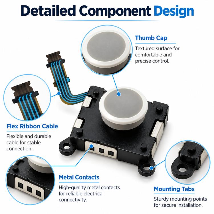 Modulo di ricambio per joystick analogico 3D per PS Vita 2000, componente di riparazione per controller (levetta analogica di precisione), Joystick White, Joystick Black