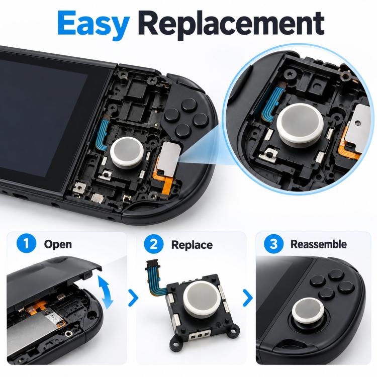 Modulo di ricambio per joystick analogico 3D per PS Vita 2000, componente di riparazione per controller (levetta analogica di precisione), Joystick White, Joystick Black
