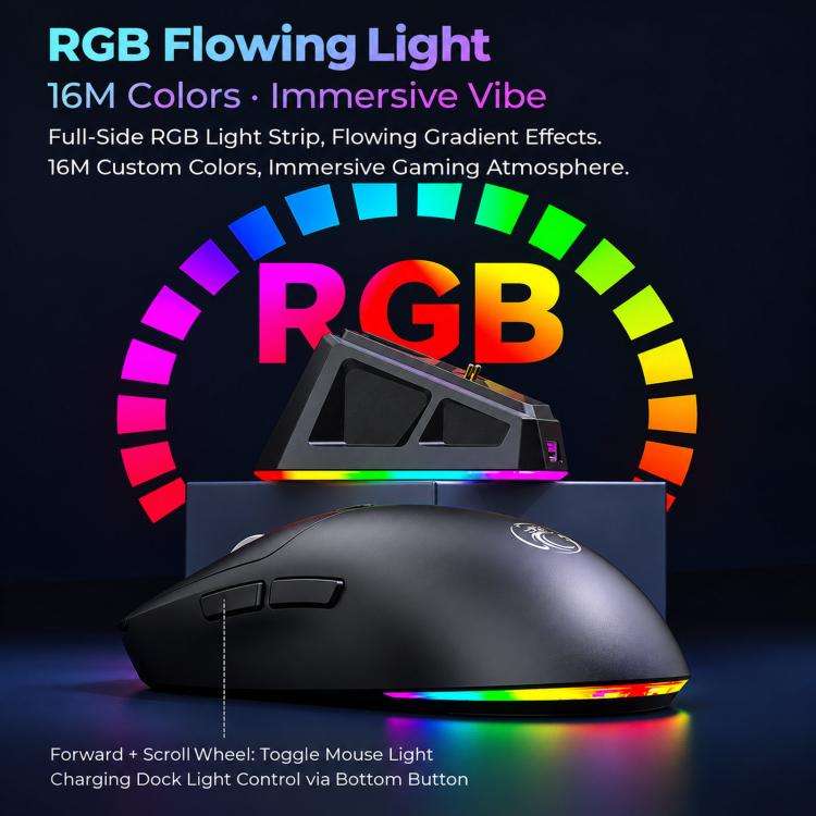Mouse gaming iMICE G207 wireless Bluetooth, RGB e base magnetica - immagine 3