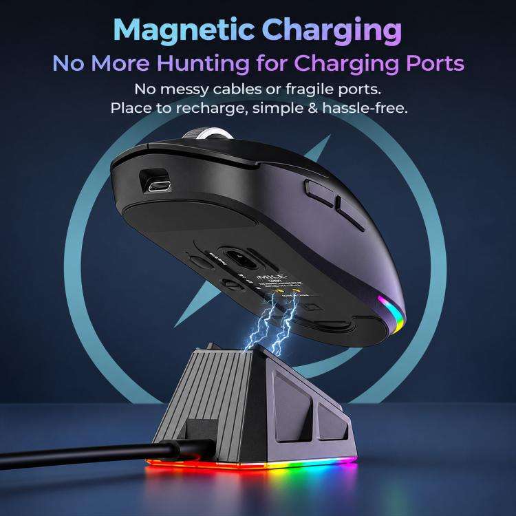 Mouse gaming iMICE G207 wireless Bluetooth, RGB e base magnetica - immagine 6