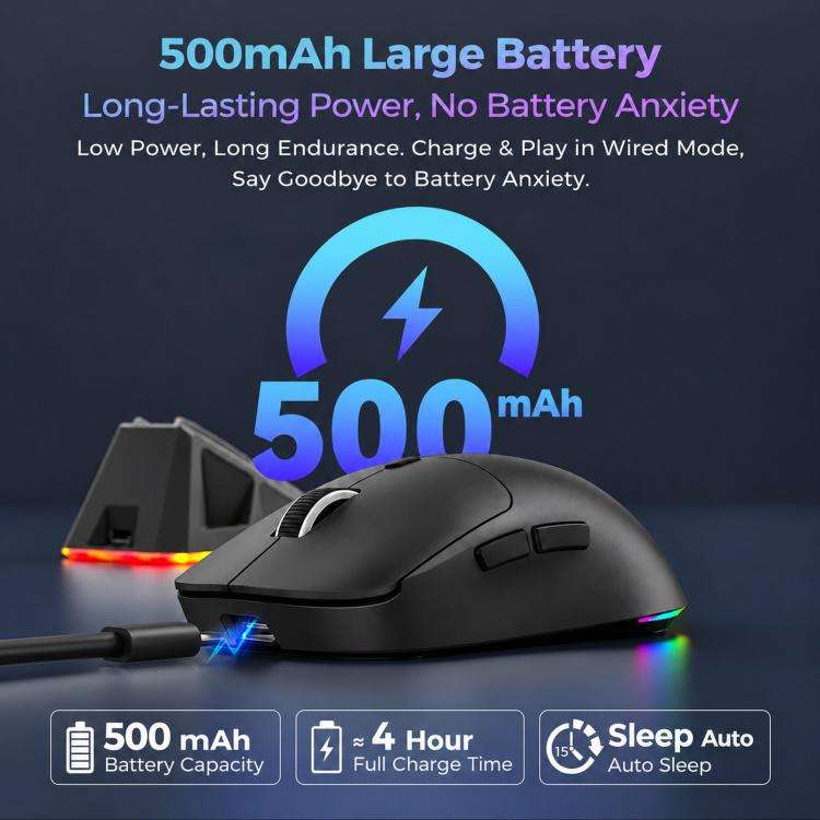 Mouse gaming iMICE G207 wireless Bluetooth, RGB e base magnetica - immagine 7
