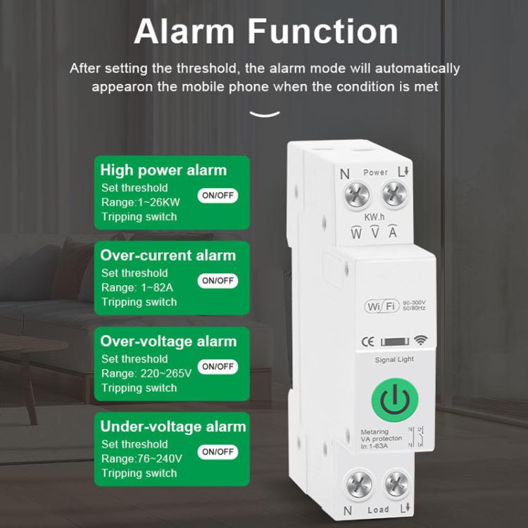 WiFi Smart Circuit Breaker Compatible With Smart Life, Alexa & Google Home, Basic Switch Model, On-Off + Metering, On-Off + Metering + UVP