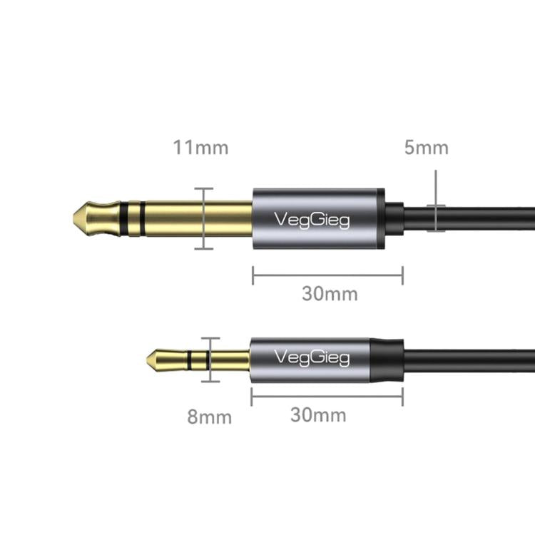 VegGieg V-A609 3.5mm Male To 6.5mm Male Audio Cable Phone Computer Amplifier Speaker Connection Cord, V-A609