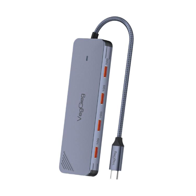 VegGieg V-C349 4-Port Splitter Hub USB 3.2 Computer Docking Station, 10Gbps Type-C Hub x 4, 10Gbps Hub USB Ports  x 2/ Type-C Ports x 2, 10Gbps USB Hub x 4