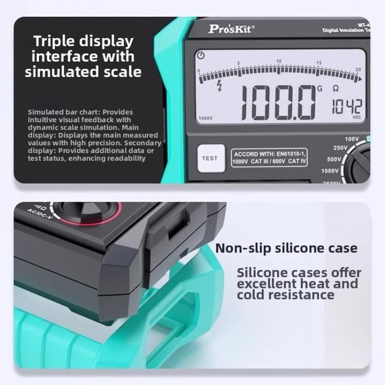 Insulation Resistance Tester High Precision Digital Megohmmeter For Electricians, ProsKit MT-4103