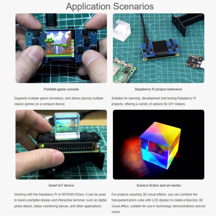 Console di gioco con schermo LCD da 1,3 pollici per Raspberry Pi, risoluzione 240x240, chip driver ST7789 integrato, comunicazione SPI, WAVESHARE 29421, WAVESHARE 29422