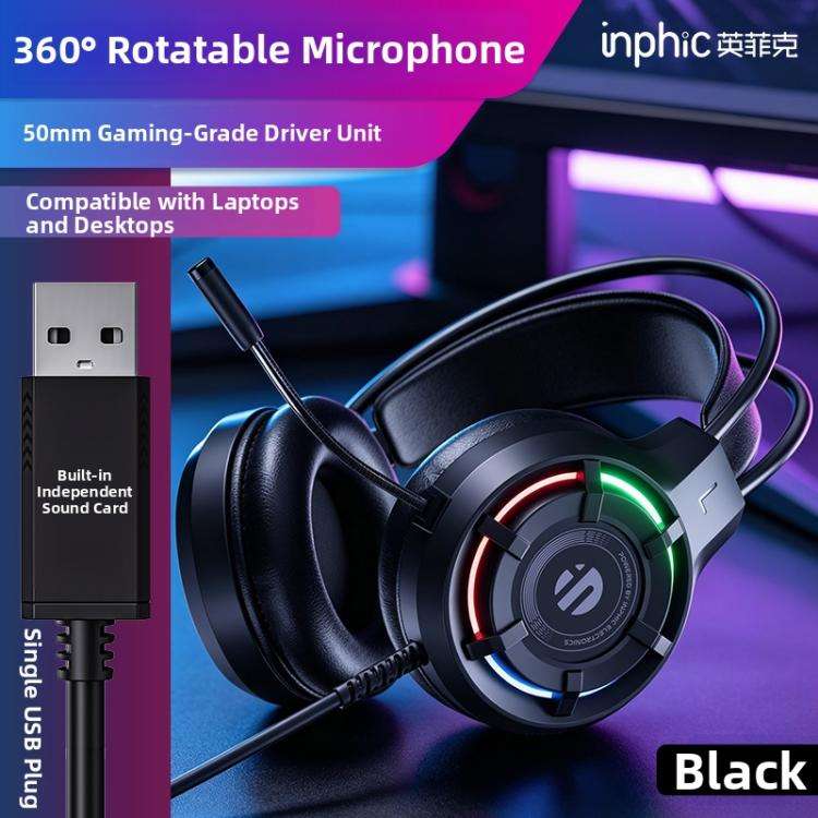 Cuffie gaming USB INPHIC G5 con microfono per PC