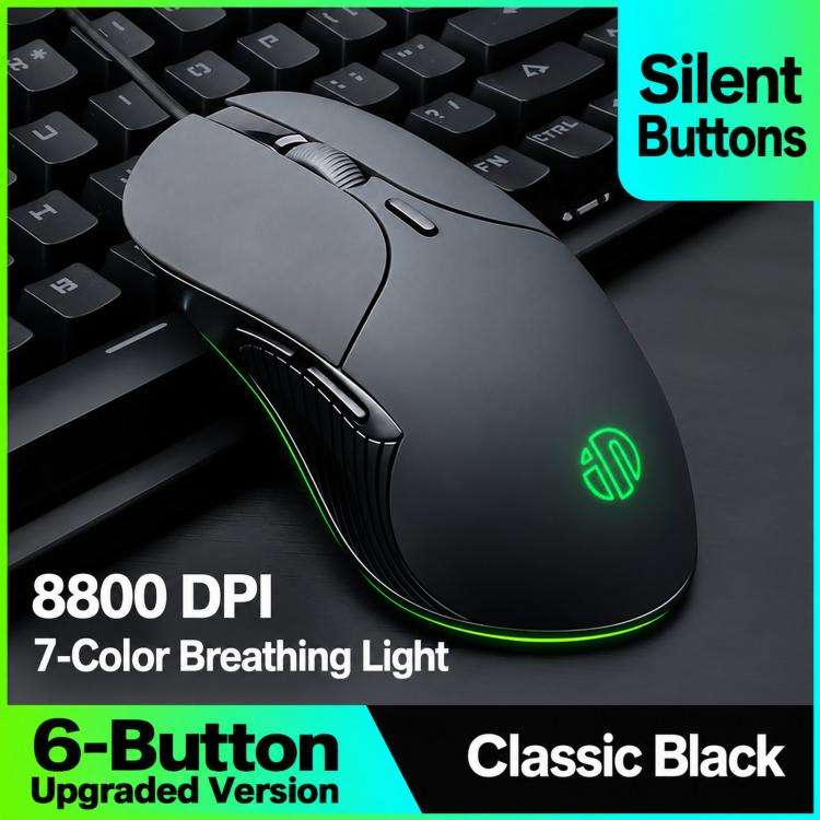 Mouse cablato Inphic B1 ergonomico e silenzioso, 6 pulsanti