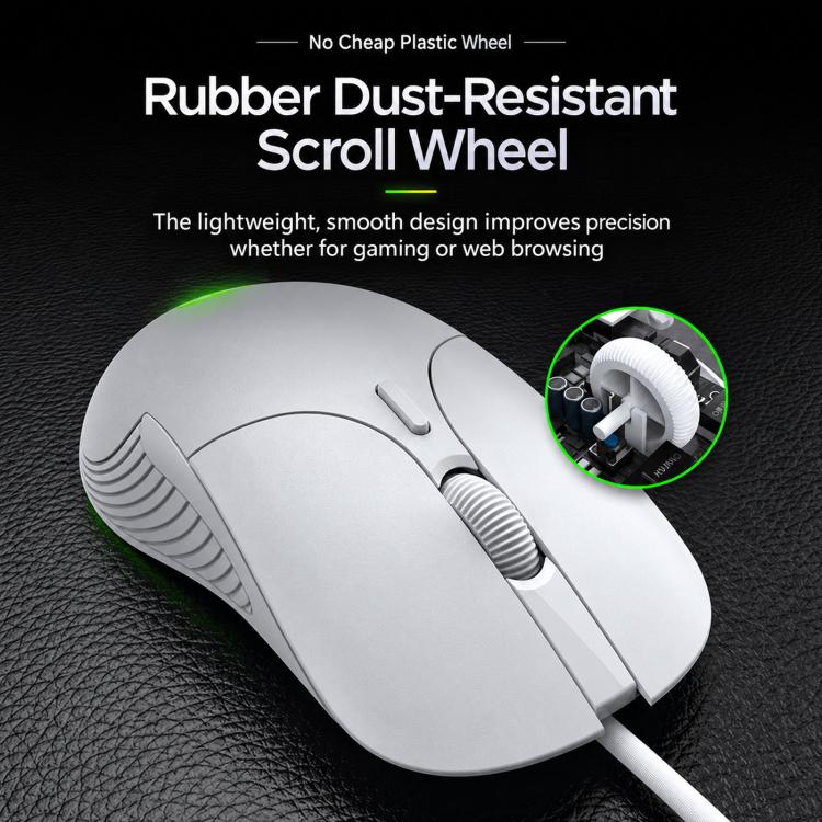 Inphic B1 Wired Silent Mouse, Ergonomic USB Computer Mouse with Adjustable DPI, White