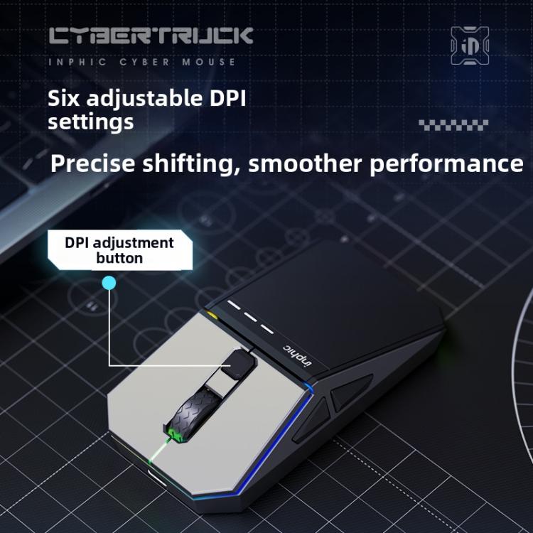 Inphic YC-CYBER Cyberpunk Wireless Mouse, Tri-Mode Bluetooth 5.0 & Wired Gaming Mouse with Rechargeable Battery, YC-CYBER