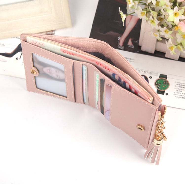 Portafoglio corto da donna in PU con striature incrociate