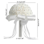 Bouquet fiori artificiali con manico in raso e strass 26cm