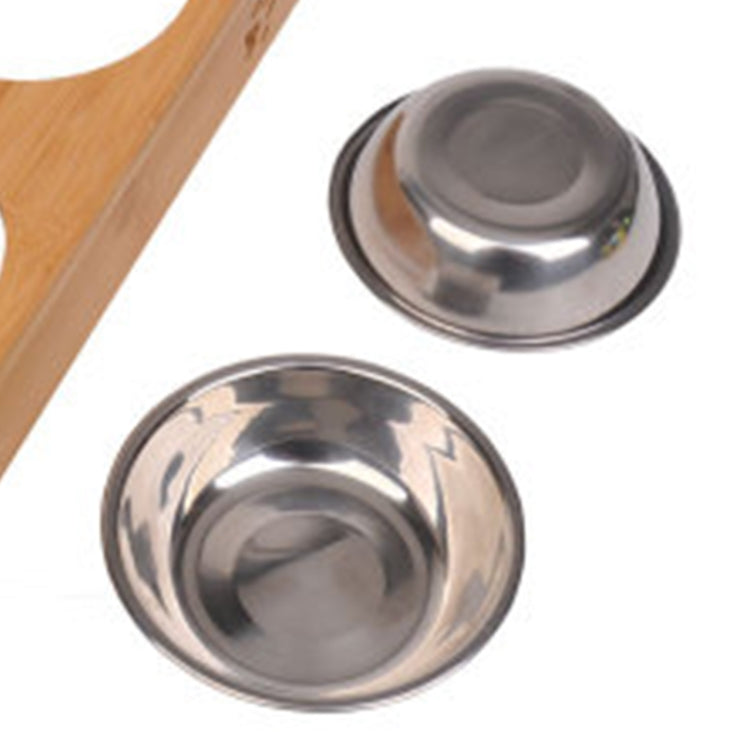 Set ciotole doppie in acciaio inox con telaio in bambù S e L
