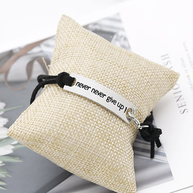 Braccialetto Never Give Up in pelle e velluto 10 cm
