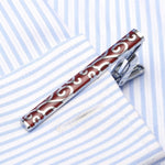 Fermacravatta smaltato in rame e argento 8x3 cm