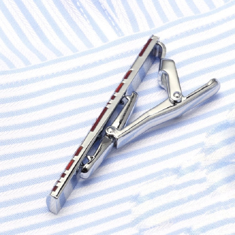 Fermacravatta smaltato in rame e argento 8x3 cm