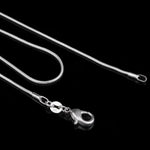 Collana sottile in osso di serpente placcato argento