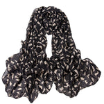 Sciarpa da donna in chiffon stampata con gatti 150x60 cm