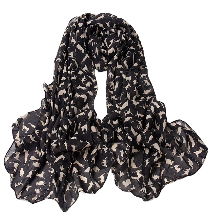 Sciarpa da donna in chiffon stampata con gatti 150x60 cm