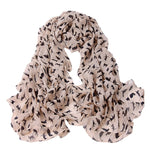 Sciarpa da donna in chiffon stampata con gatti 150x60 cm