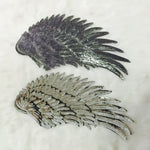 Patch adesive ali di piume con paillettes oro e argento