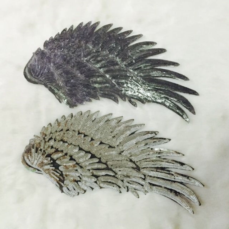 Patch adesive ali di piume con paillettes oro e argento