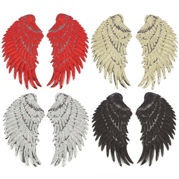 Patch adesive ali di piume con paillettes oro e argento