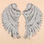 Patch adesive ali di piume con paillettes oro e argento