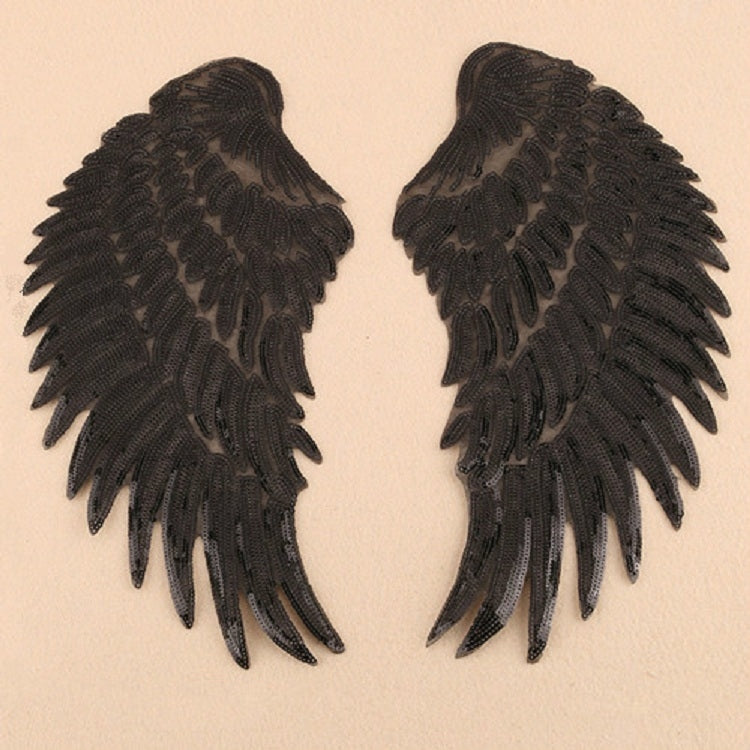 Patch adesive ali di piume con paillettes oro e argento