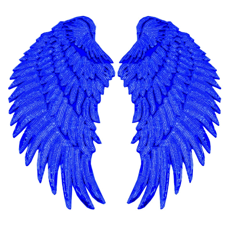 Patch adesive ali di piume con paillettes oro e argento